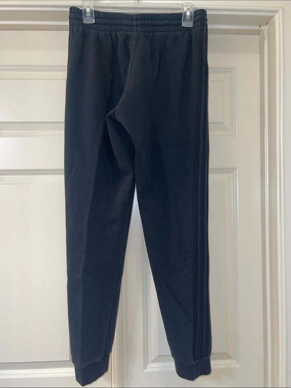adidas Black Men’s Small Tall Slim Joggers with Triple-Stripe Detail